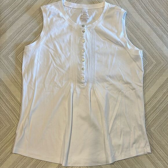 LL Bean Women’s White Half Button Down Tank Top - Picture 1 of 5
